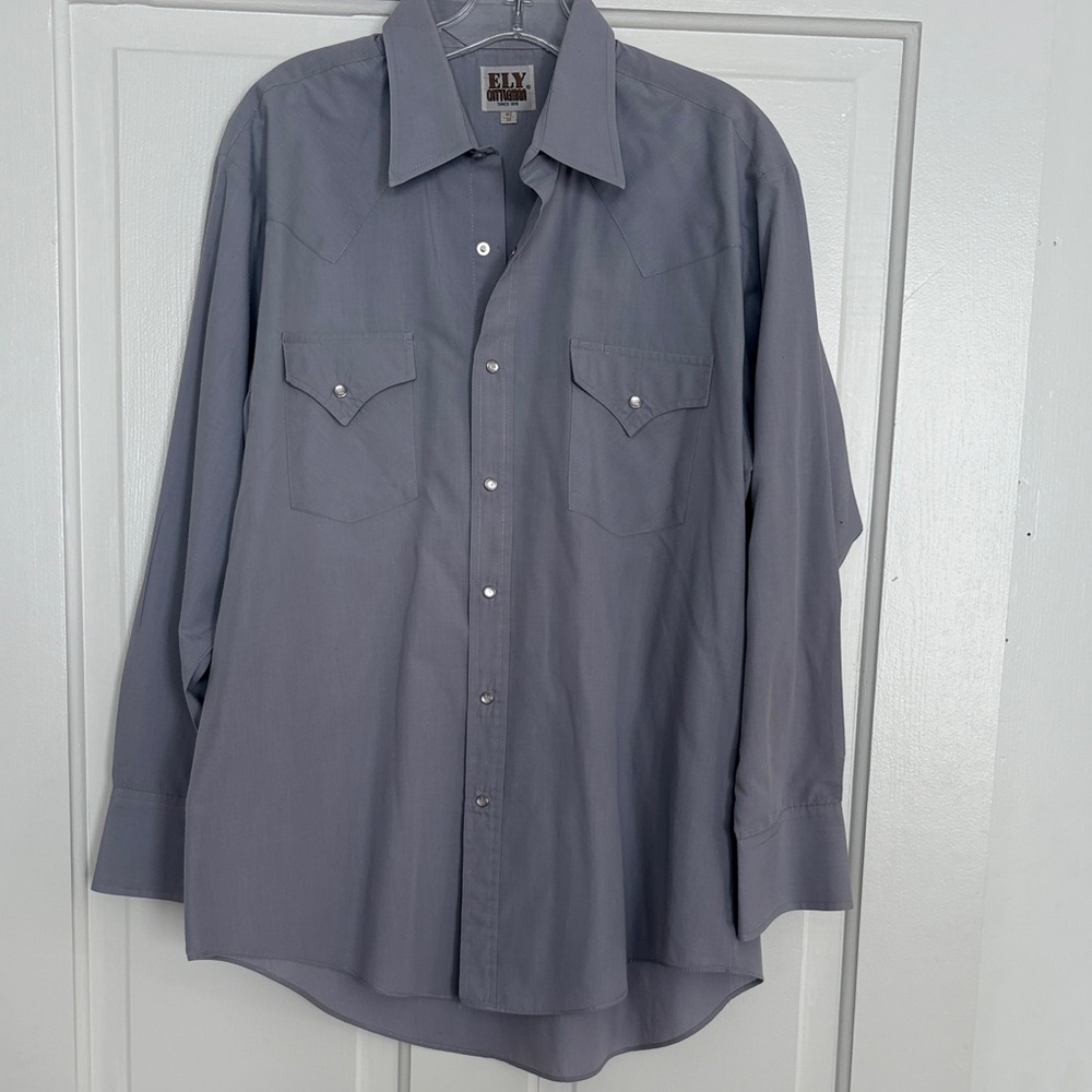 Ely Cattleman Charcoal Pearl Snap Button Down Shirt‎